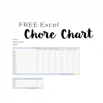 Free Excel Chore Chart Template for older children